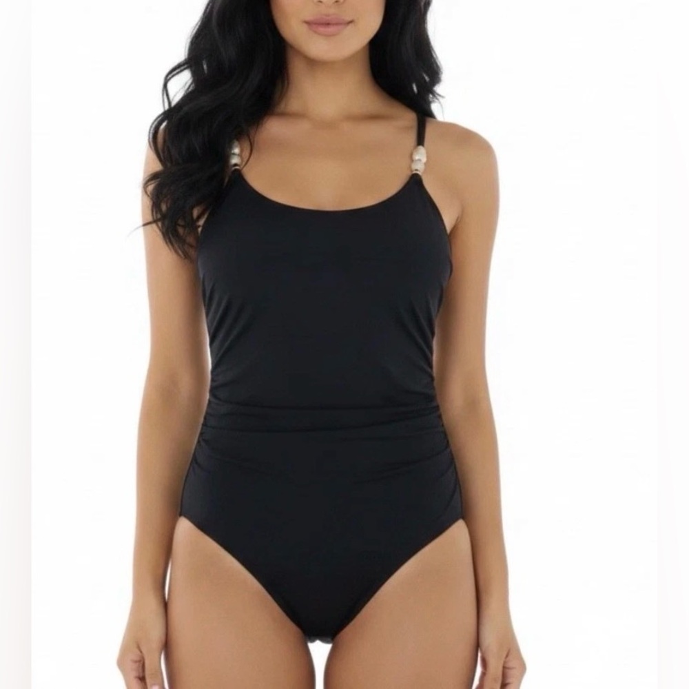 Betsey Johnson Beaded Black One-Piece Swimsuit XXL - Classy Modest Suit
